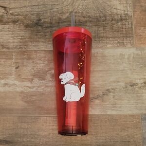 Starbucks 2025 Red Christmas Tumbler with Dog Design NWT